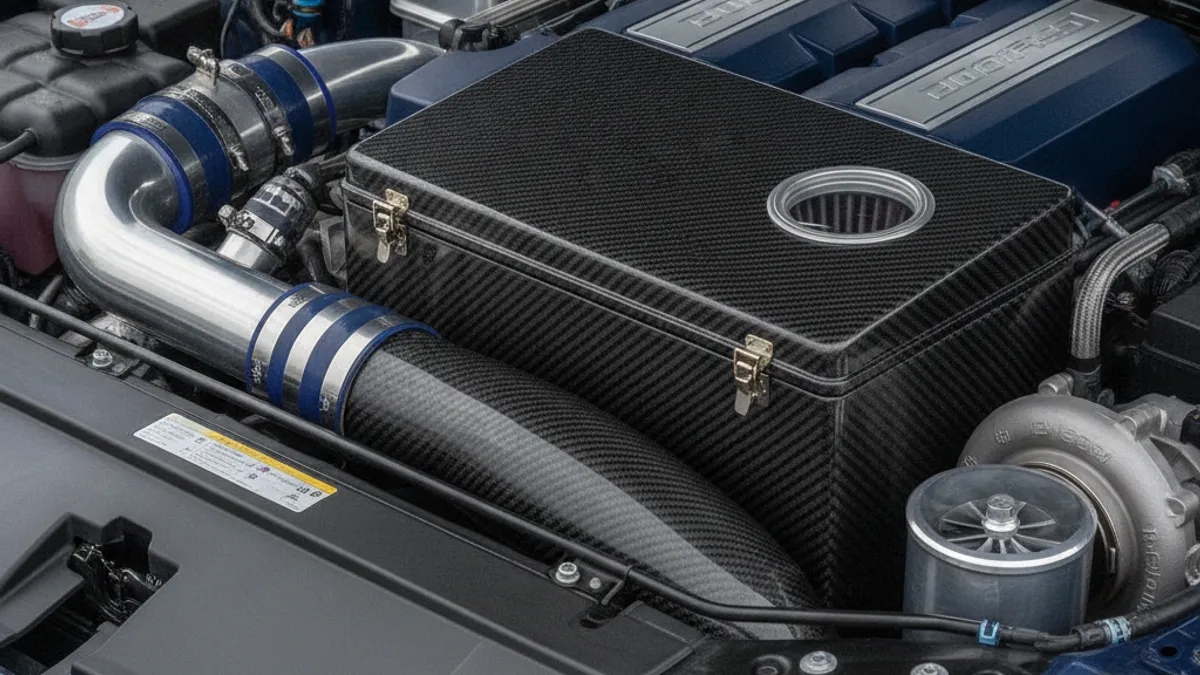 Boîte à air fermée d'admission dynamique installée sur un moteur turbo dans le compartiment moteur