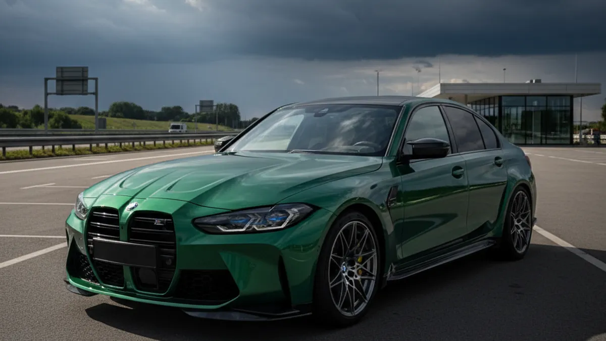 BMW M3 G80 Competition bleu Isle of Man sur circuit