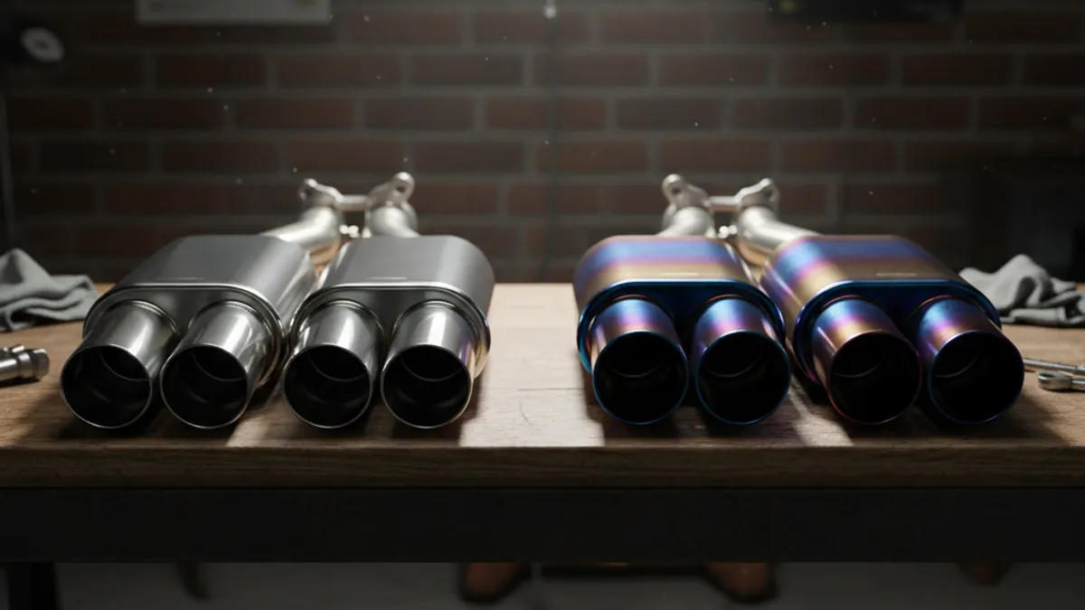 Ligne échappement sport titane Akrapovic installée sur véhicule sportif