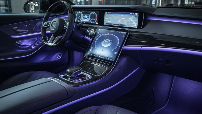 Éclairage LED intérieur ambiance voiture cockpit premium de nuit