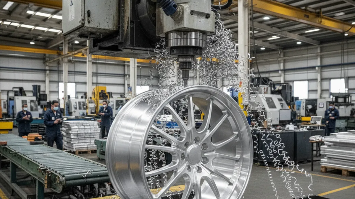 Fabrication jantes alu forgées 20 pouces usinage CNC billet aluminium