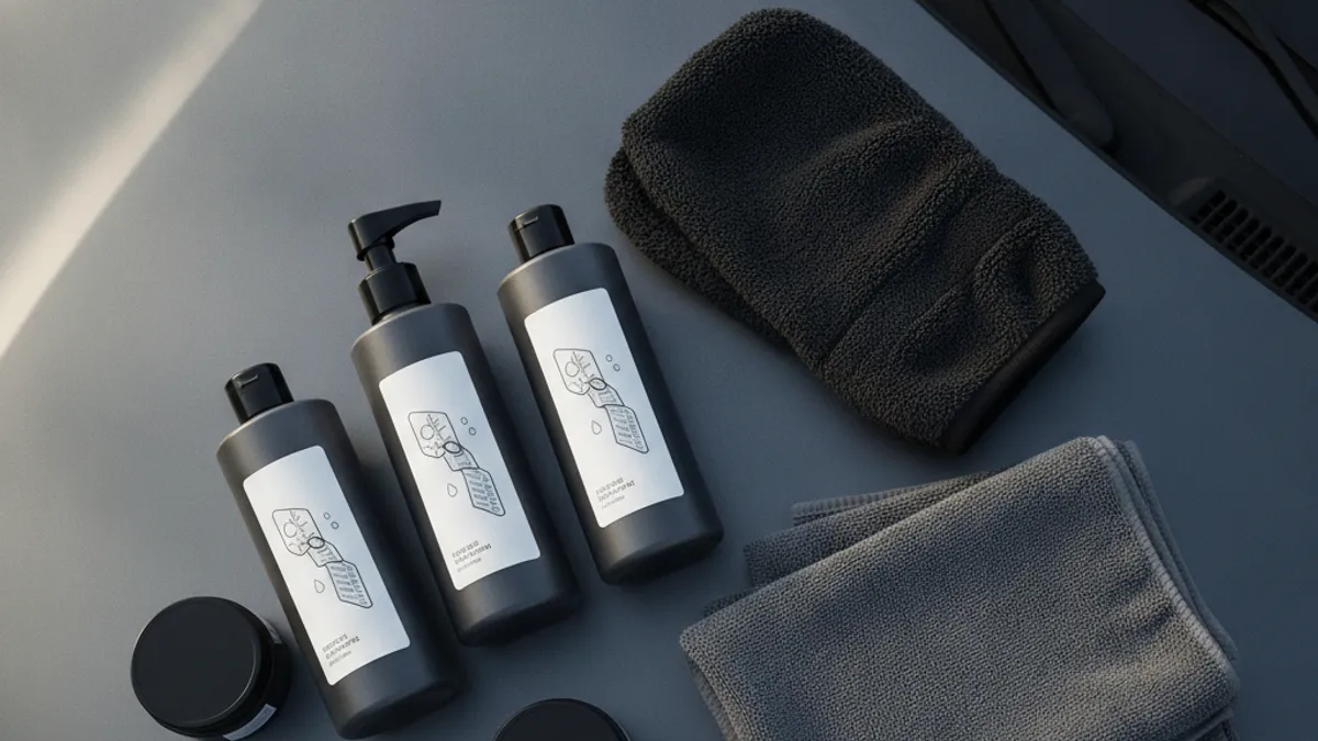 Lavage d'une peinture mate voiture avec shampoing spécial mat et gant microfibre