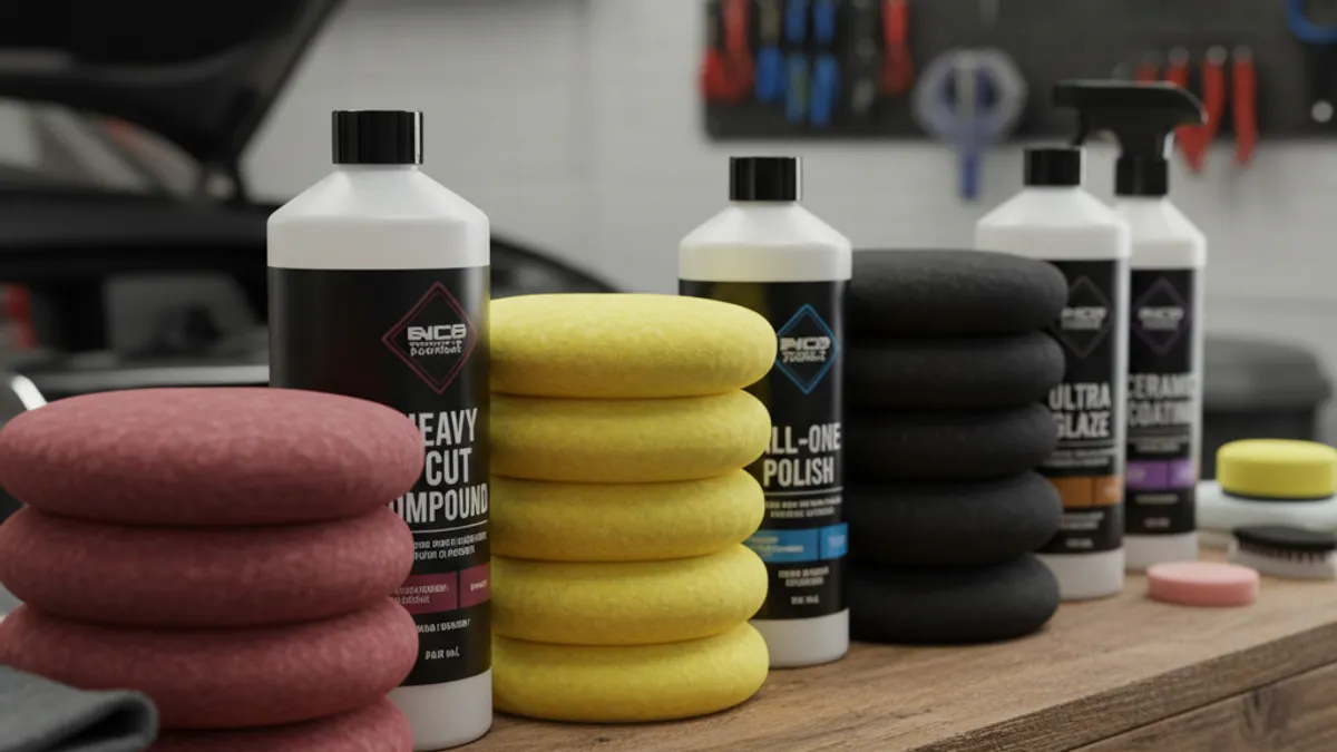 Pads de polissage de différentes duretés pour polir une voiture noire sans traces