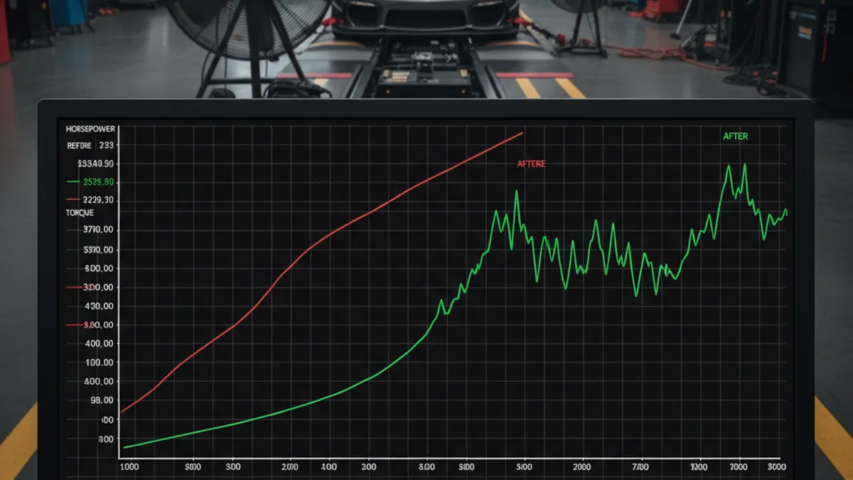 Résultats reprogrammation moteur stage 1 sur banc de puissance dyno