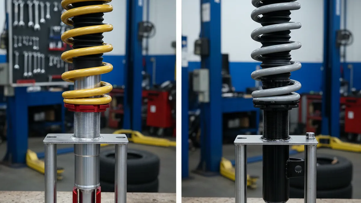 Coilovers KW V3 installés sur train avant de voiture sportive