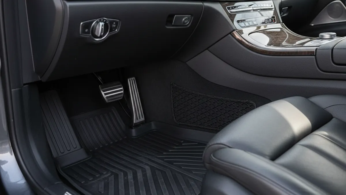 Tapis voiture sur mesure caoutchouc installé dans un habitacle premium