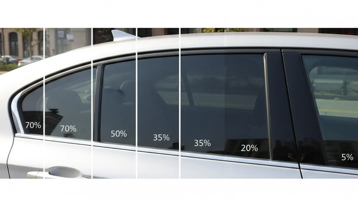 Comparaison niveaux pourcentage vitres teintées voiture législation france